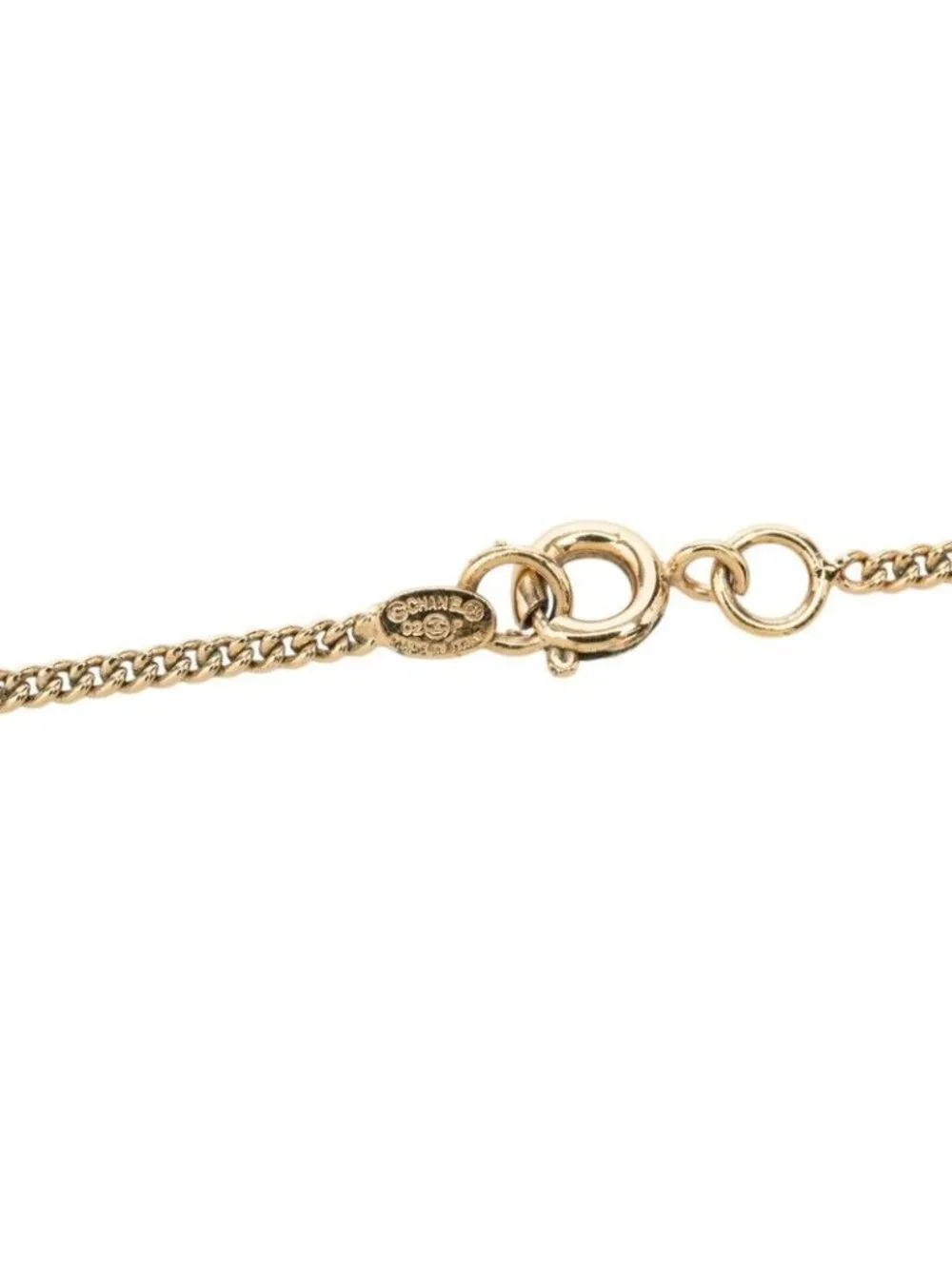 Chanel CC Logo No 5 Plate Chain Pendant 02P Gold Plated Rhinestone